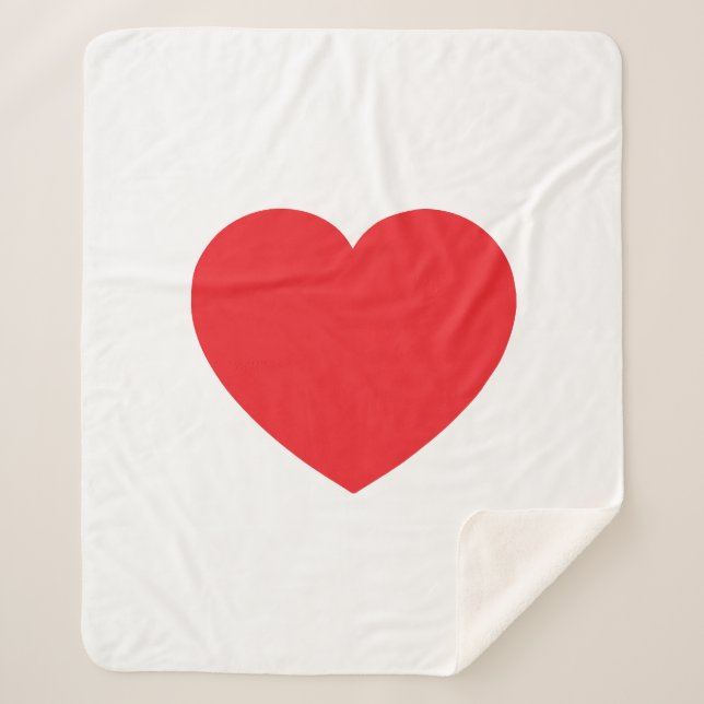 Manta Sherpa Plain Modern White Red Love Heart Graphic (Anverso)