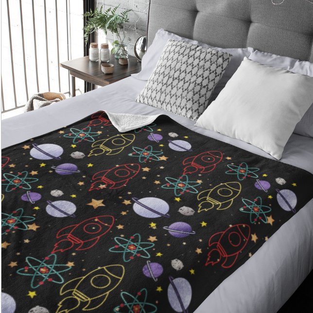 Manta Sherpa Planes de cohetes espaciales (Space design throw sherpa blanket)