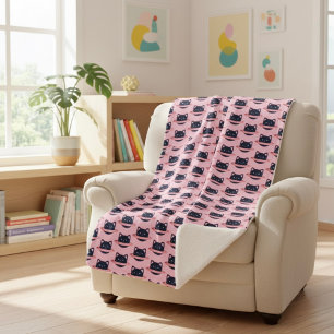 Manta Sherpa Planet Cat Sherpa Blanket