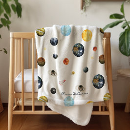 Manta Sherpa Planetas Sistema Solar Personalizado Bebé