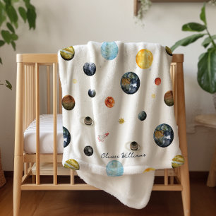 Manta Sherpa Planetas Sistema Solar Personalizado Bebé