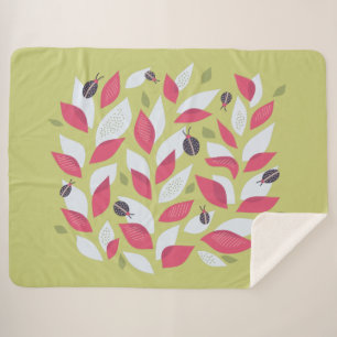 Manta Sherpa Planta verde con la primavera de las hojas y de