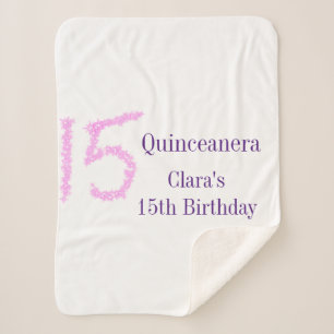 Manta Sherpa Plantilla de purpurina rosa Quinceanera 15 años