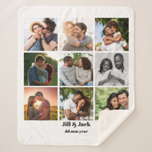 Manta Sherpa Plantilla personalizada de 9 Collages de fotos par
