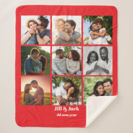 Manta Sherpa Plantilla personalizada de 9 Collages de fotos par