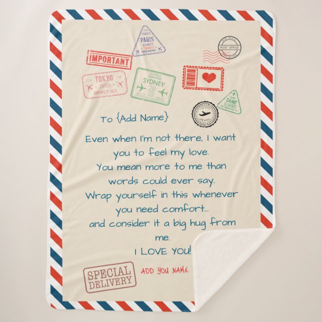 Manta Sherpa Plantilla Personalizado Texto Sherpa Blanket - Te  (Anverso)