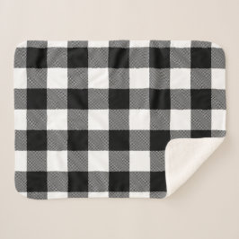 Manta Sherpa plaqueta de leñador negro y blanco