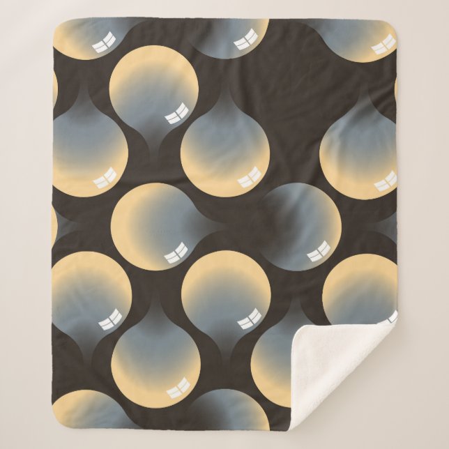 Manta Sherpa Plata de Marfil: Diseño de Droplets Geométricos (Anverso)