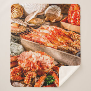 Manta Sherpa Platos de mariscos para la cena gourmet del océano