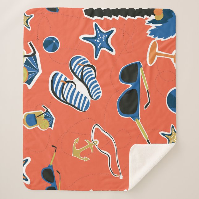 Manta Sherpa Playa de Verano: Relajante Patrón Sin Mar. (Anverso)