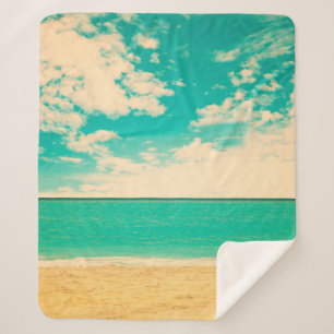 Manta Sherpa Playa retro, retro, poster, foto, fondo