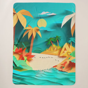 Manta Sherpa Playa Tropical De Papercraft 3