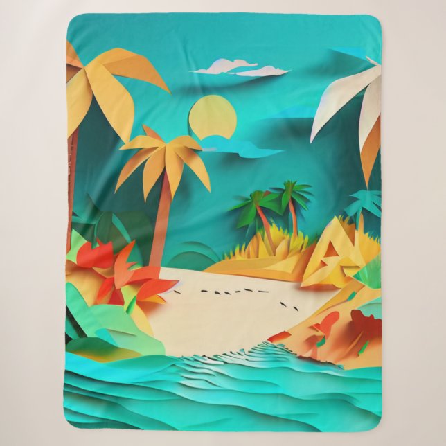 Manta Sherpa Playa Tropical De Papercraft 3 (Anverso)
