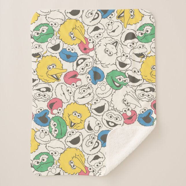 Manta Sherpa Plaza Sésamo | Patrón de cosecha de cabezal grande (Anverso)