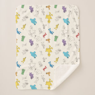 Manta Sherpa Plaza Sésamo Patrón Vintage colorido