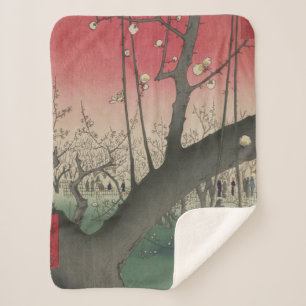 Manta Sherpa Plum Estate Japonés Edo Woodblock Plum