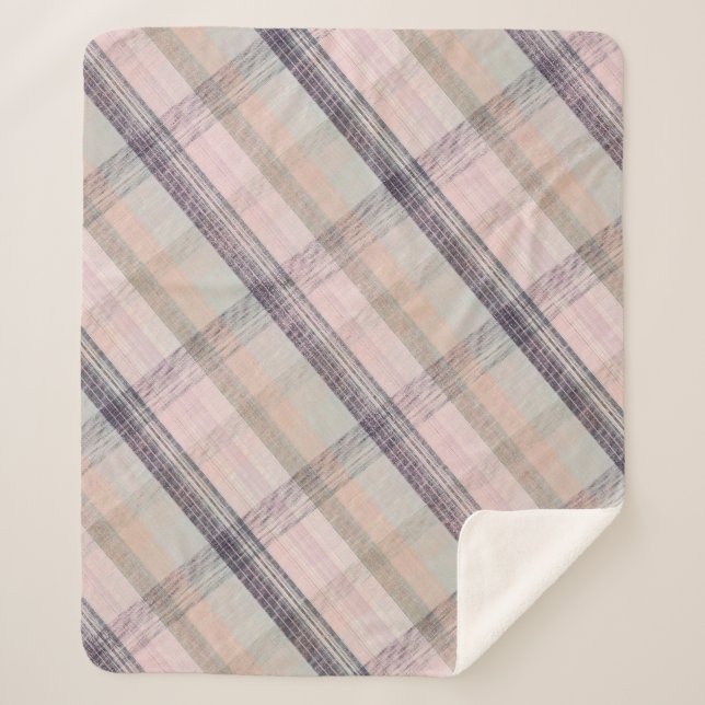Manta Sherpa Pluma, Gris, Rosa, (Anverso)