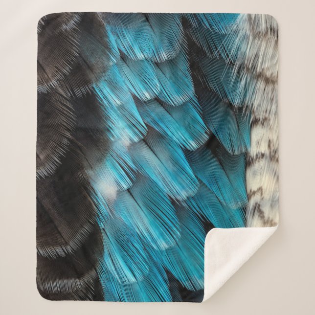 Manta Sherpa Pluma negra y azul (Anverso)