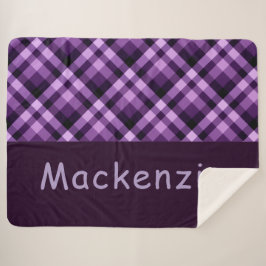Manta Sherpa Pluma Purple Plaid Monograma Gran Sherpa