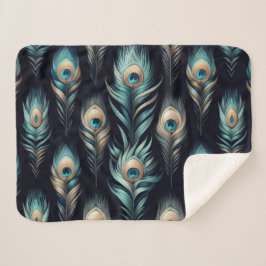 Manta Sherpa Plumas de pavo real