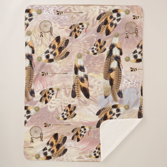 Manta Sherpa Plumas de pelícano marrón o halcón (Anverso)