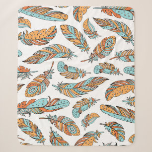 Manta Sherpa Plumas decorativas: Arte Vintage de mano
