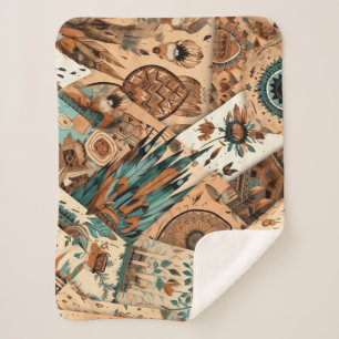 Manta Sherpa plumas tribales del suroeste de Azteca