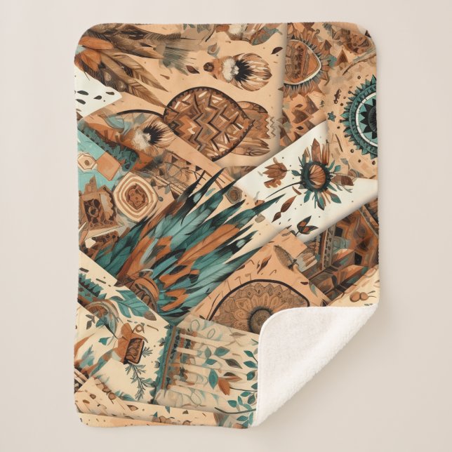 Manta Sherpa plumas tribales del suroeste de Azteca (Anverso)