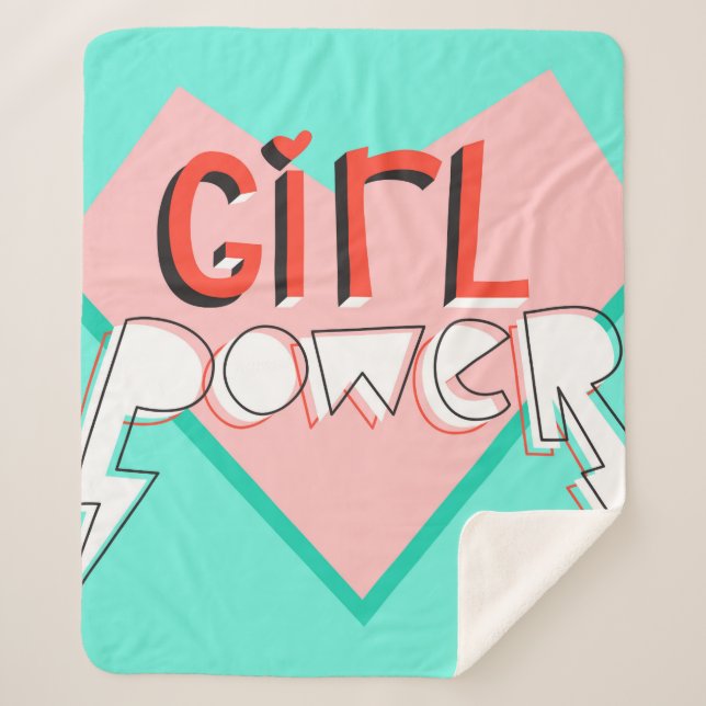 Manta Sherpa Poder chica. Diseño lindo con eslogan gráfico bril (Anverso)