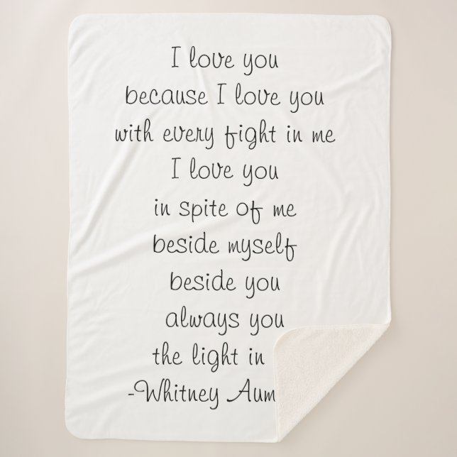 Manta Sherpa Poesía en blanco (Anverso)