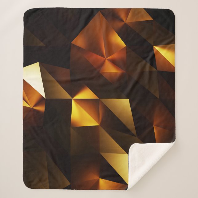 Manta Sherpa Polígono dorado: representación abstracta 3D (Anverso)
