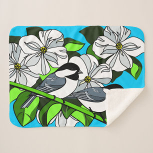 Manta Sherpa Pollo entre flores de madera de madera