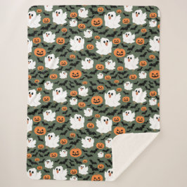 Manta Sherpa Pollos fantasmas tristes con calabazas y murciélag