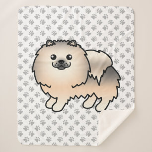 Manta Sherpa Pomerania Sable Crema Perro De Dibujos Animados Li