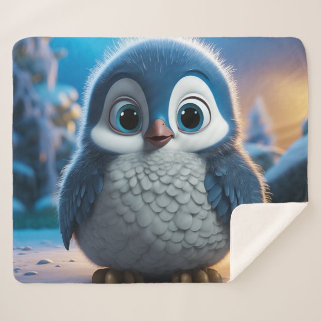 Manta Sherpa Poncho - Un pingüino suave (Anverso (horizontal))