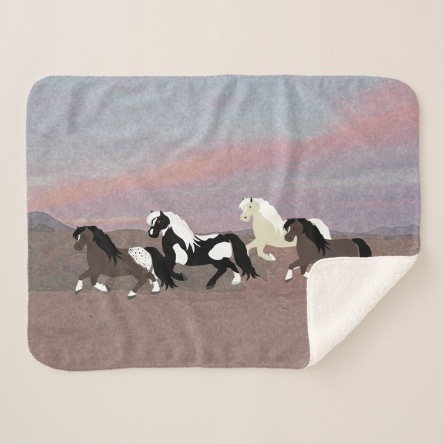 Manta Sherpa Ponies Sherpa Blanket (Anverso (horizontal))