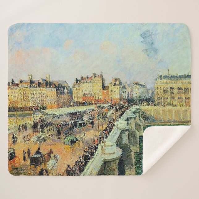 Manta Sherpa Pont Neuf, Tarde, Sunlight Camille Pissarro (Anverso (horizontal))