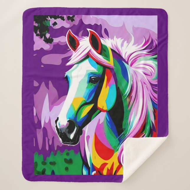 Manta Sherpa Pony colorido (Anverso)