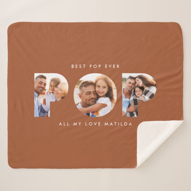 Manta Sherpa Pop multi foto moderna elegante regalo de terracot (Anverso (horizontal))