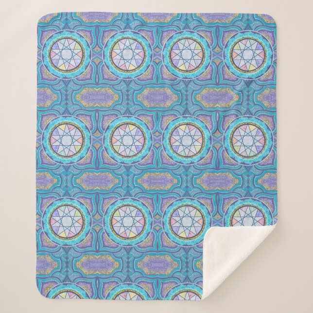 Manta Sherpa Portal de geometría celeste | Mandala mística (Anverso)
