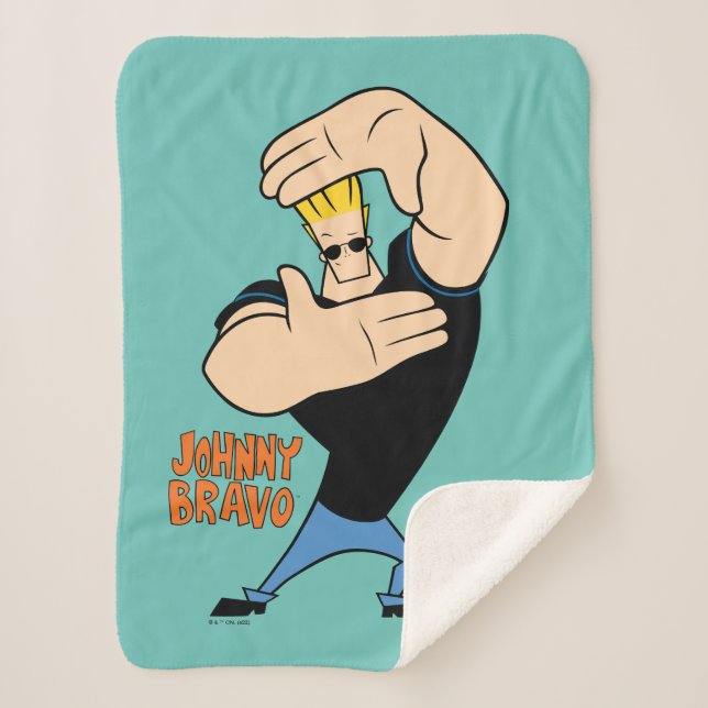 Manta Sherpa Pose del marco de imagen de Johnny Bravo (Anverso)