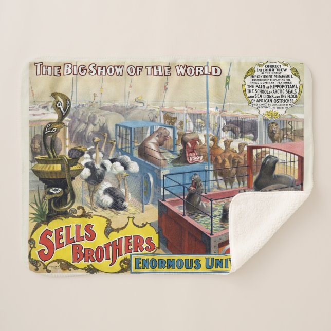 Manta Sherpa Poster Circular Que Muestra Animales Silvestres En (Anverso (horizontal))