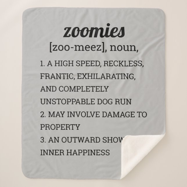 Manta Sherpa Poster DE DEFINICIÓN DE ZOOMIES (Anverso)