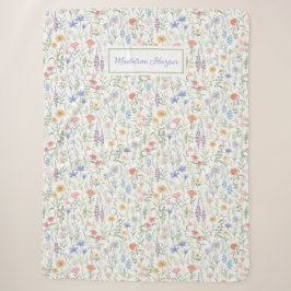 Manta Sherpa Pradera de flores silvestres coqueta personalizada