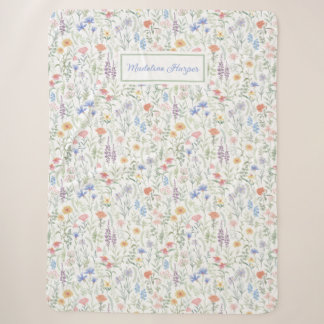 Manta Sherpa Pradera de flores silvestres coqueta personalizada