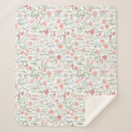 Manta Sherpa Pradera de flores silvestres rosadas femeninas Coq