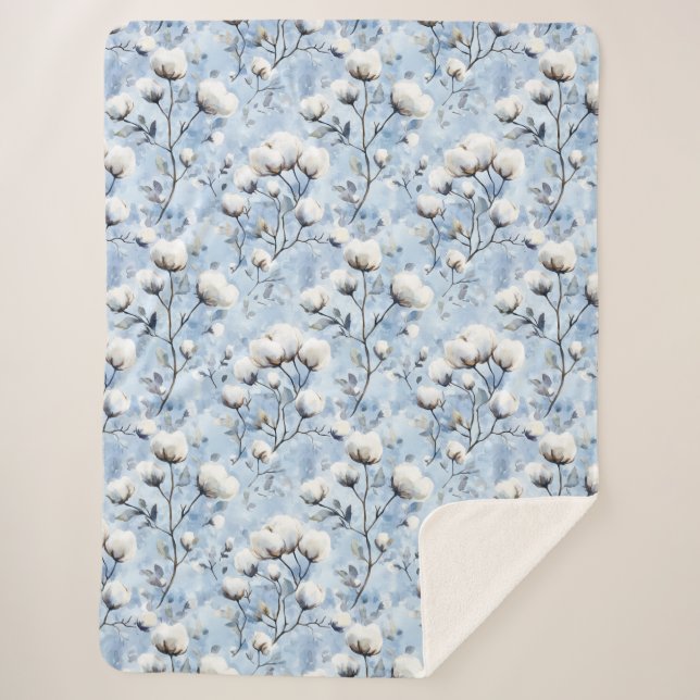 Manta Sherpa Pretty Light Blue White Floral Bridal Shower (Anverso)