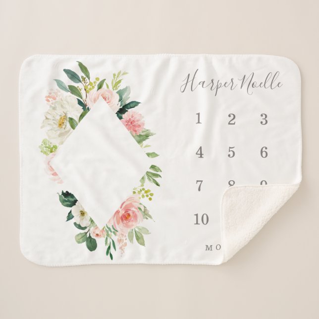 Manta Sherpa Primavera Florística: Hito bebé de diamantes (Anverso (horizontal))