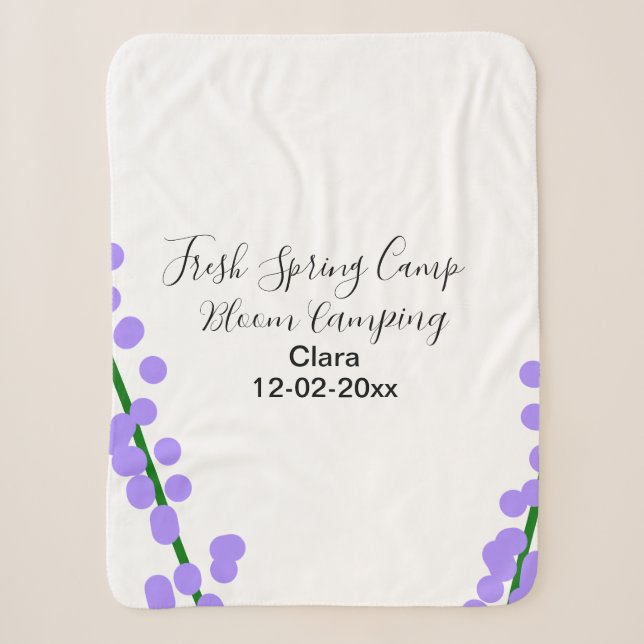 Manta Sherpa Primavera fresca camping lavanda flores nombre fec (Anverso)