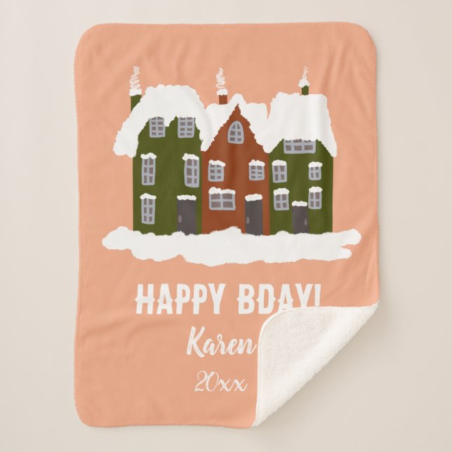 Manta Sherpa Primer bebé navideño moderno Holyday (Anverso)